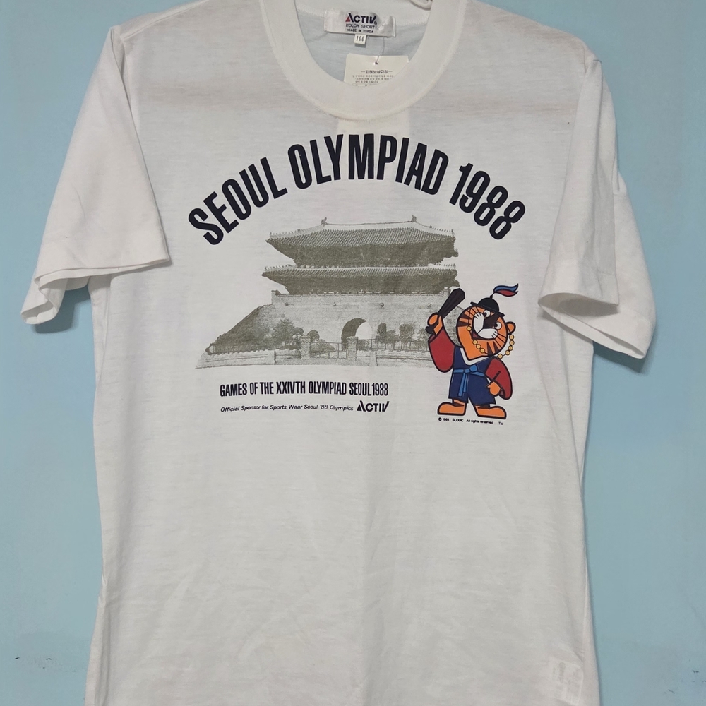 ACTIV KOLON SPORT VINTAGE White Seoul Olympiad 1988 Men's Tee